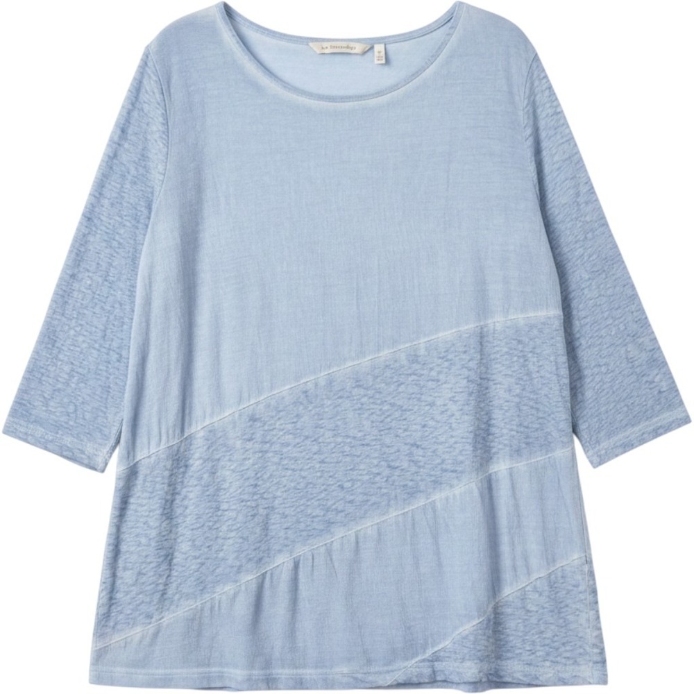 Soft Surroundings Baby Blue 3/4 Sleeve Top Stretch Soft Pastel Tunic Textured PL